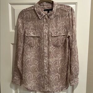 White House Black Market Cream and Pink Blouse